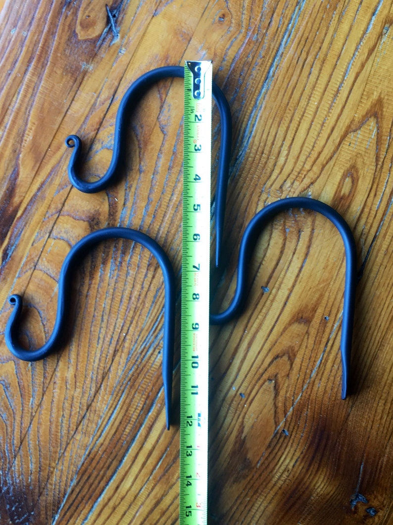 3 Shepherds Hook Plant Hooks Blacksmith Made Patio or Deck