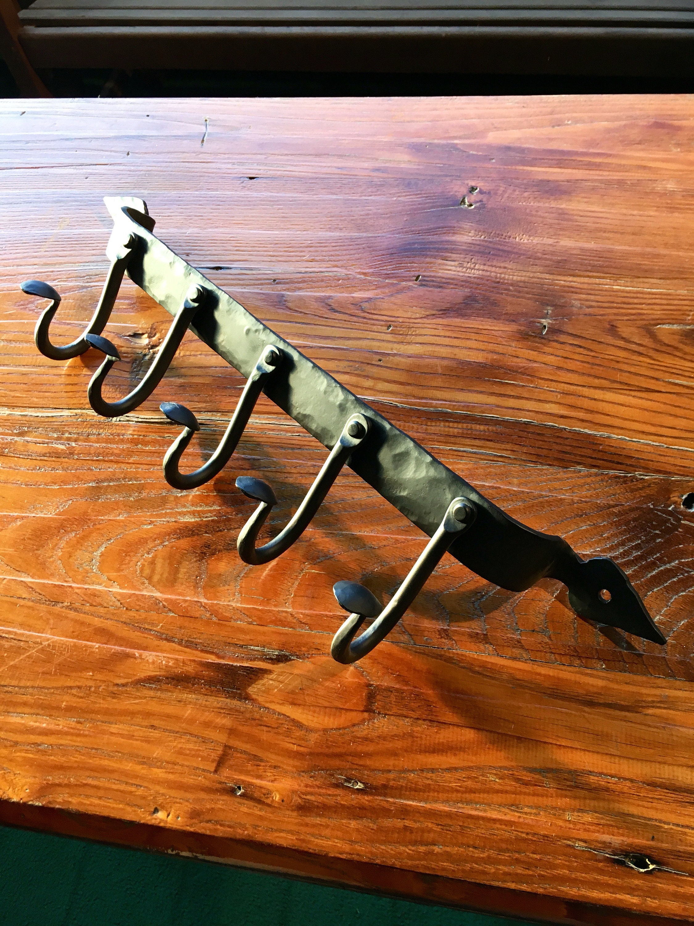Blacksmith Made Coat Rack 5 Hooks 20.5 Long Etsy