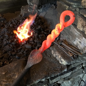 36” Fire Poker, Sturdy Fire Pit Tool, Fireplace, Camping, Blacksmith Made Gift Item