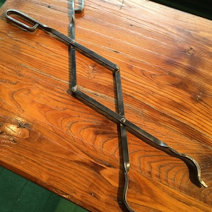 30” Fireplace Tongs, Fire Pit Tongs, Wood Fired Bread Oven Tool, Blacksmith Made, Heavy Duty Gift Idea