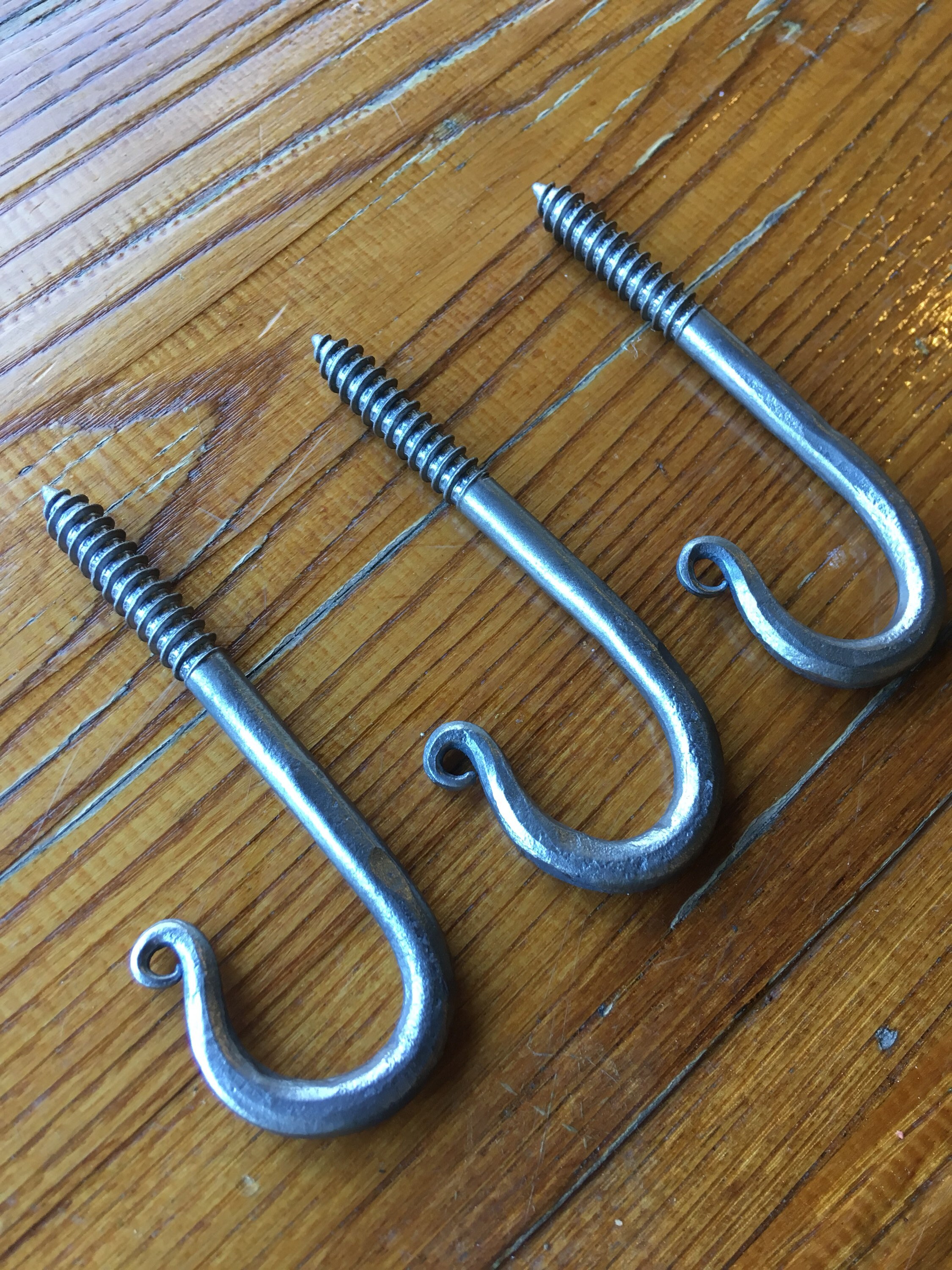 Three J Bolts J Hooks blacksmith made screw hooks. Etsy