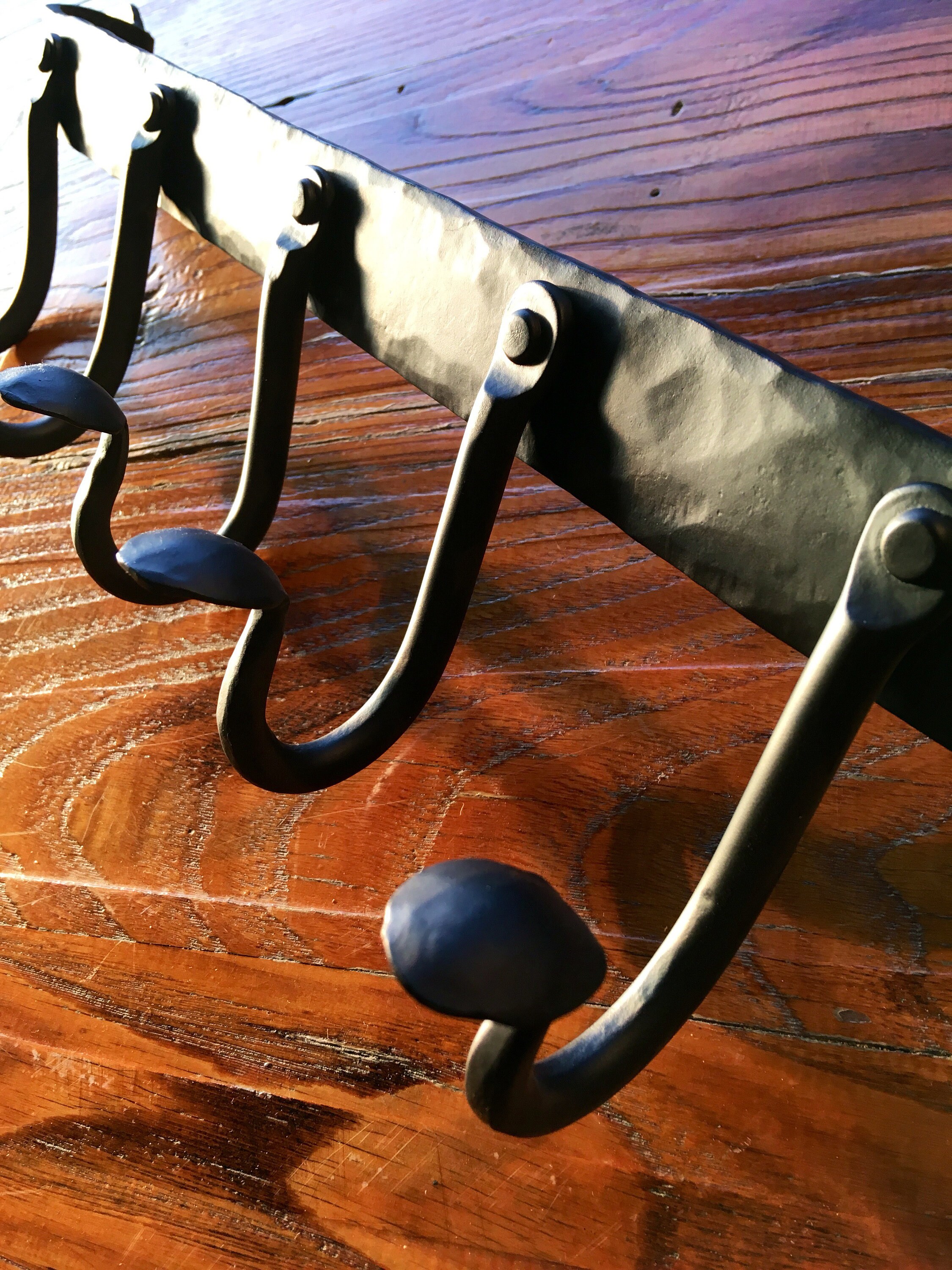 Blacksmith Made Coat Rack 5 Hooks 20.5 Long Etsy