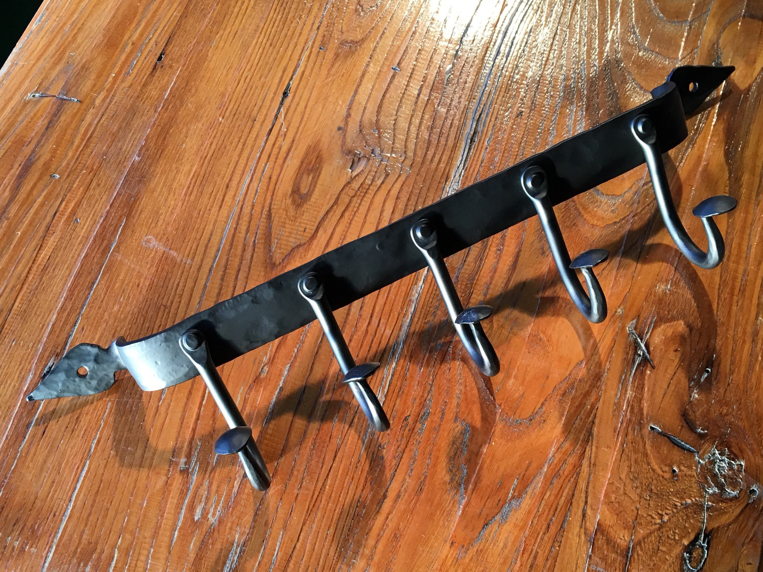 Blacksmith Made Coat Rack 5 Hooks 20.5 Long Etsy