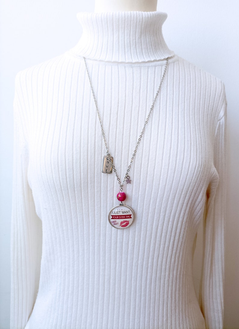 Collier Original Rouge Pourpre, I Just Want Your ExtraTimes, Kiss, Prince, Chanson, Paroles, Amour, Romantique, Bijou Créateur, A Offrir image 5