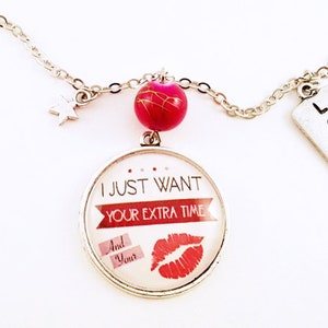 Collier Original Rouge Pourpre, I Just Want Your ExtraTimes, Kiss, Prince, Chanson, Paroles, Amour, Romantique, Bijou Créateur, A Offrir image 1