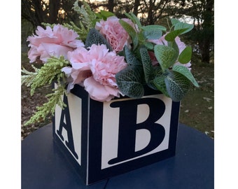 Navy Table Baby Shower Centerpieces/Baby Block Centerpieces/ Personalized  Table Centerpiece for , Bridal Showers, Birthdays, Weddings