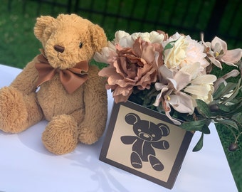 Teddy Bear baby shower Centerpiece, Brown Baby Shower Decoration, Teddy Bear Birthday Decorations, We Can Bearly Wait, Customizable, 7 Inch