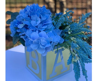 Baby Blue and Gold Baby Shower Centerpiece, Blue and Gold Little Prince Baby Shower Decoration, Prince Birthday, ABCD Block Centerpiece R200