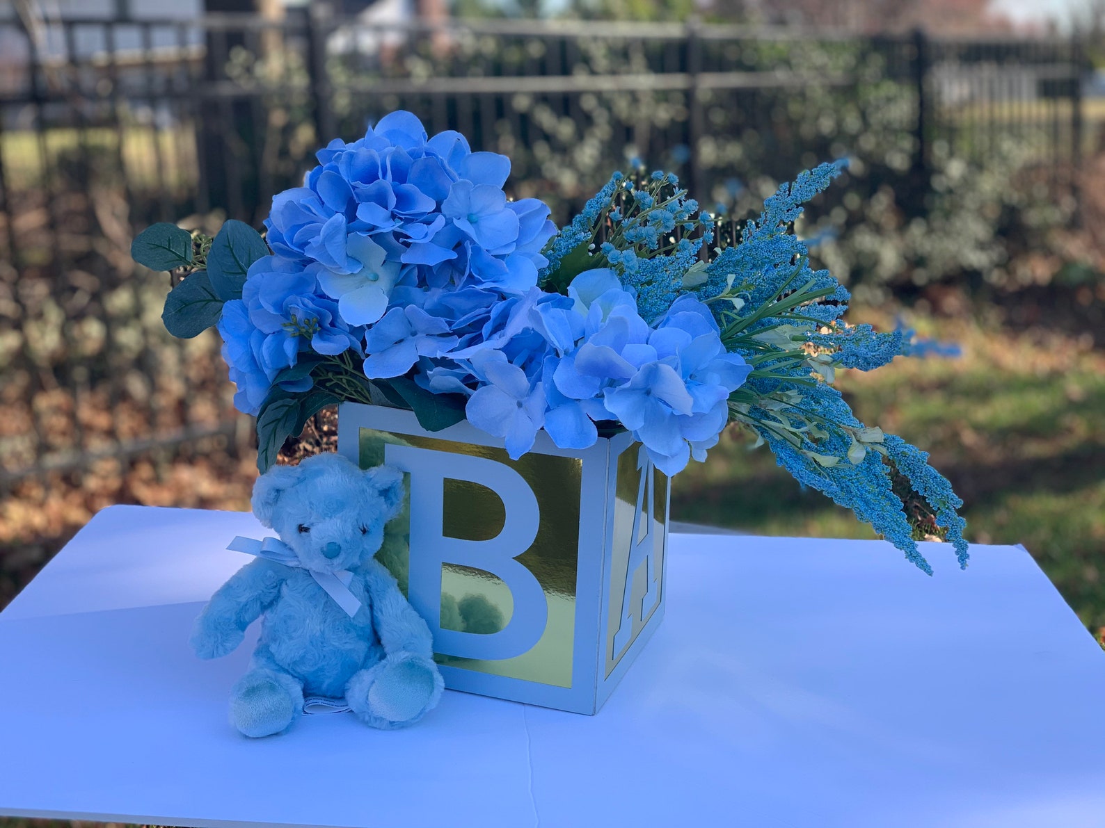 Baby Blue and Gold Baby Shower Centerpiece Blue and Gold Etsy