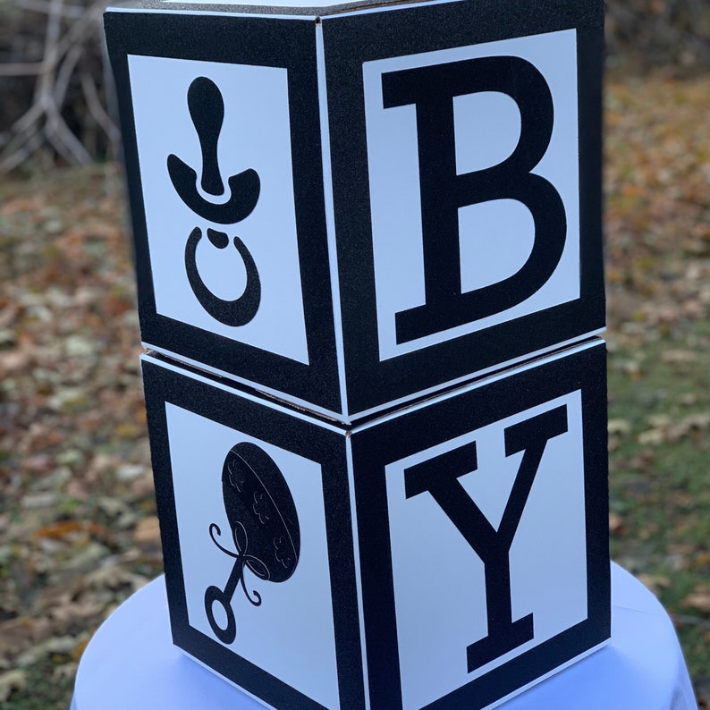 Black and White Baby Shower Blocks Baby Block Boxes Baby Etsy