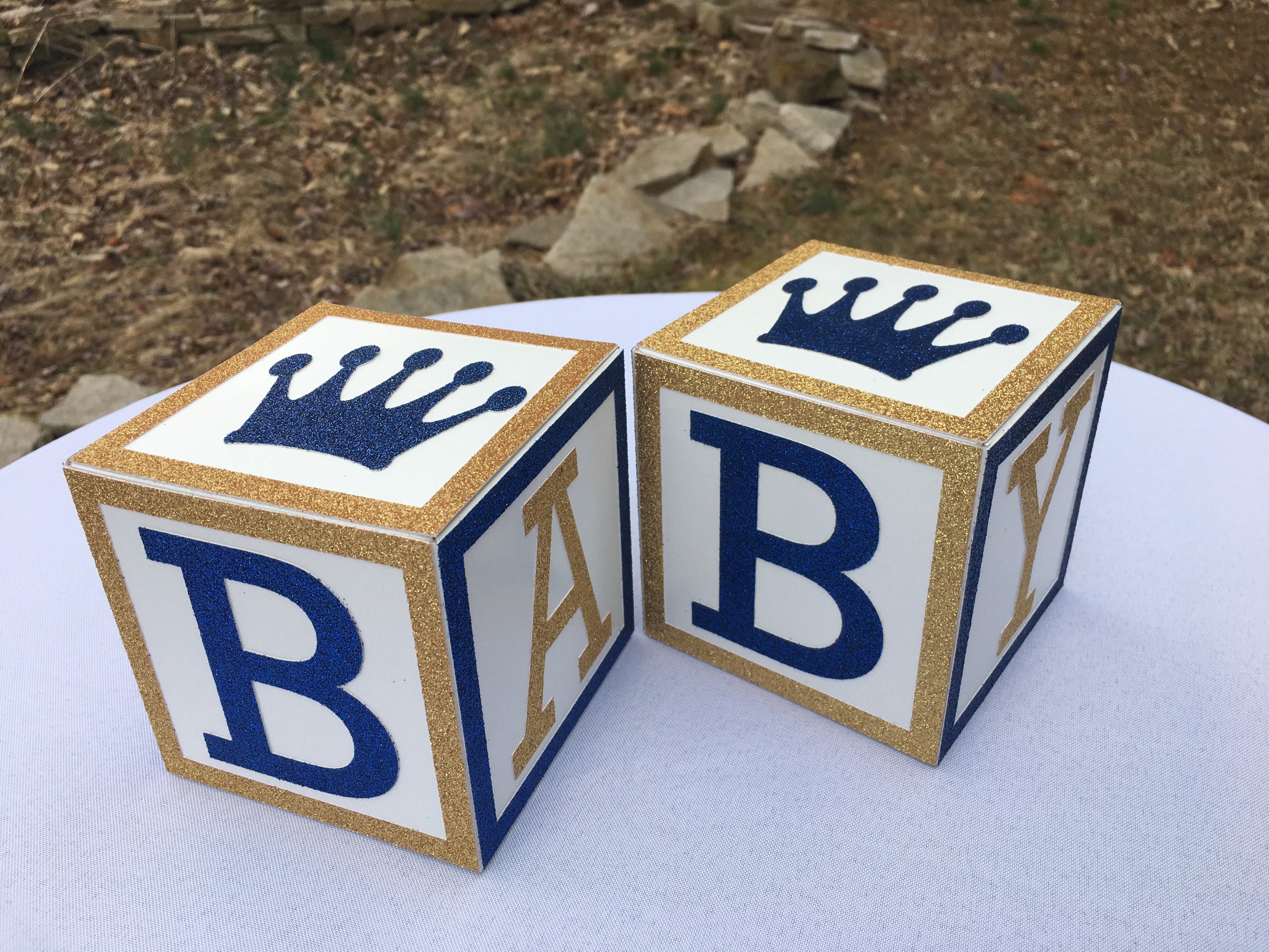 Navy Blue and Gold Baby Blocks Baby Shower Navy & Gold 
