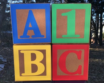 Large ABC  Blocks , Birthday Blocks, Party Decorations Birthday Party Centerpiece, Large ABC Blocks and Number Block,
