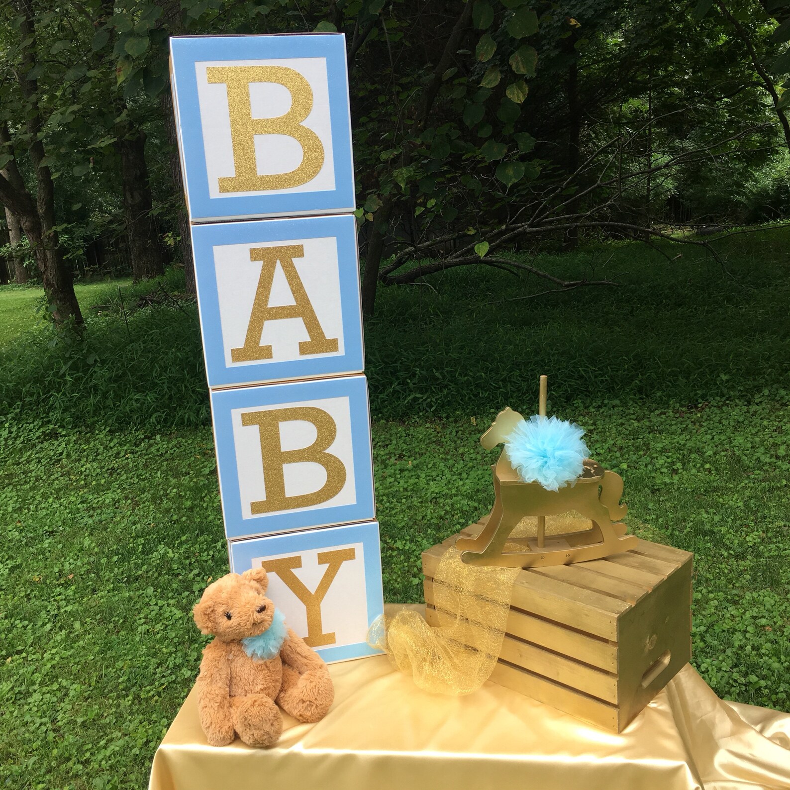 Large Baby Blocks That Spell BABY 4 Assembled 12 Inch Blue Etsy