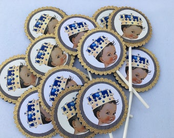 12 - Little  Prince Cupcake Toppers ,Royal Prince Baby Shower, Boys Baby Shower, Prince Birthday.