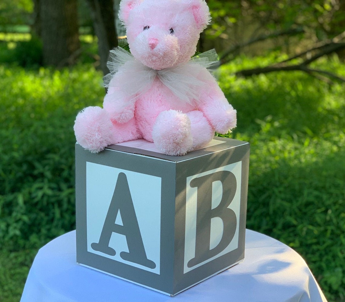 Baby Shower Centerpiece Large Baby Block Centerpiece 10 Inch Etsy