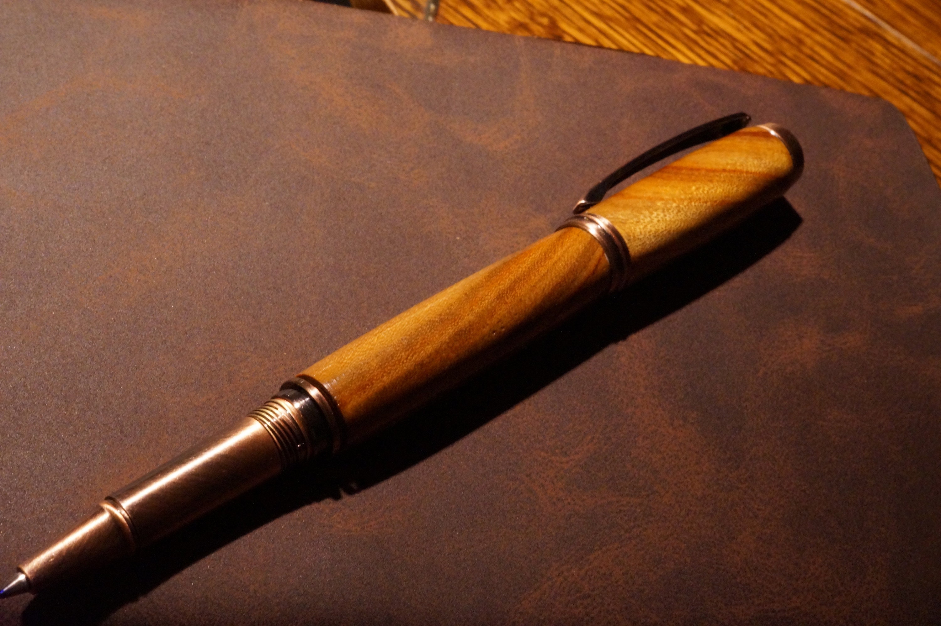 Canary Wood Pen Wood Pen Antique Copper Rollerball Etsy