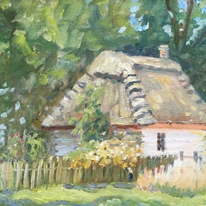Country Cottage Poland Original oil painting 20x26 by Justyna Kostkowska framed