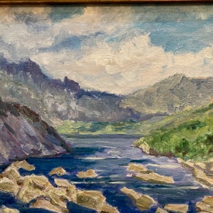 Original Oil Painting: Tatra Mountain River, Poland - Framed 13x17
