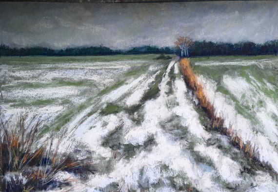 Field of Wheat with Wildflowers Original ART 12x 16 Landscape Painting by Justyna Kostkowska Buttercups and Cornflowers in Poland