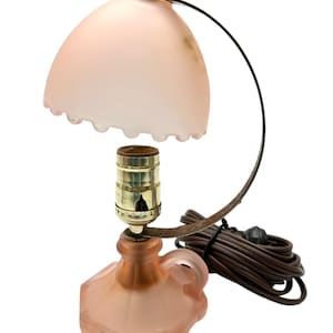 Houze Pink Glass Hanging Shade Boudoir Table Lamp