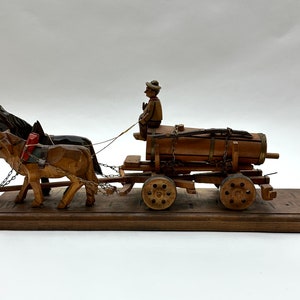 Hand Carved Wood & Painted Horse Drawn Honey Cart Bad Aibling Germany