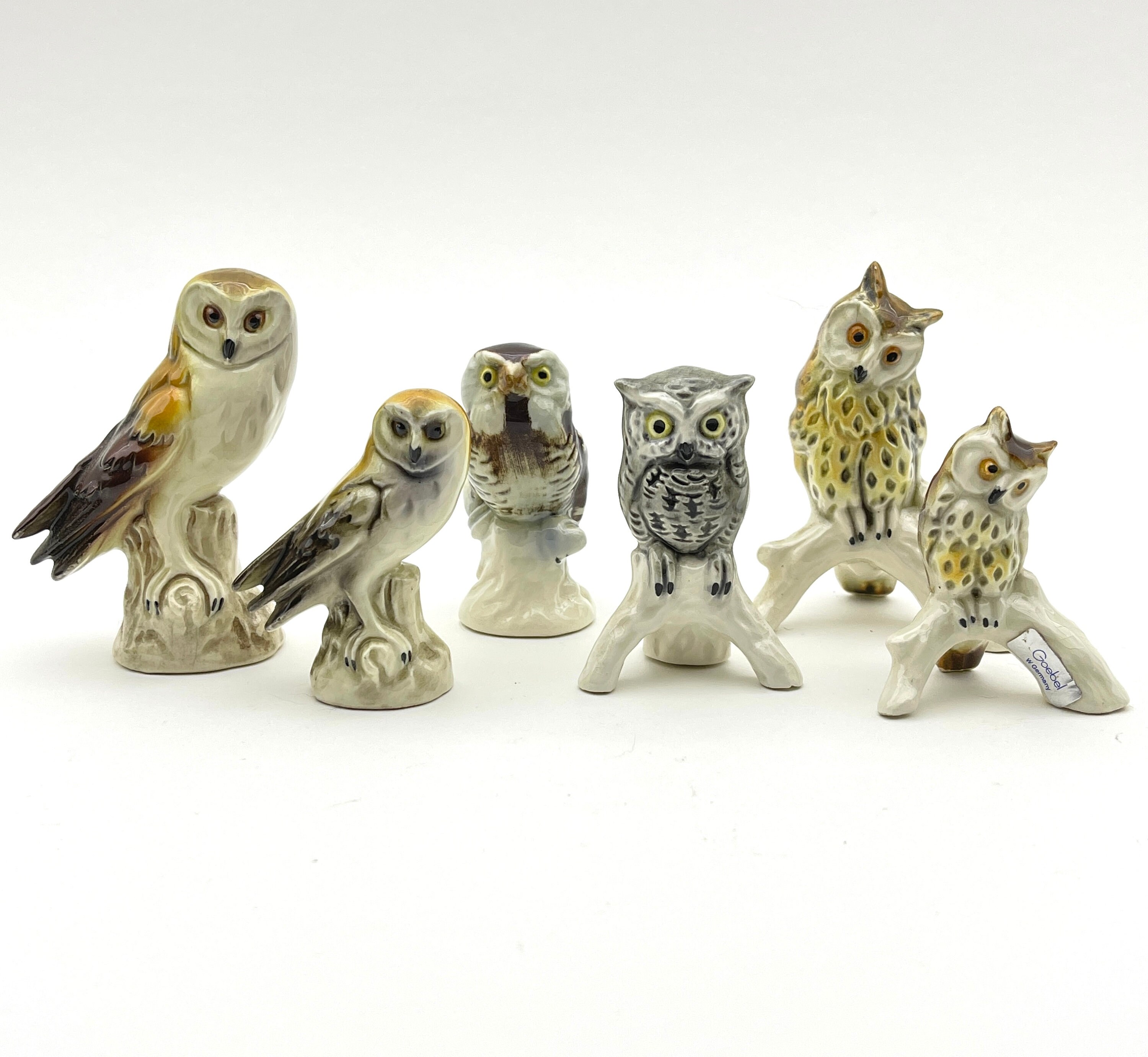 Vintage Goebel Miniature Porcelain Owls Set of 6 Etsy
