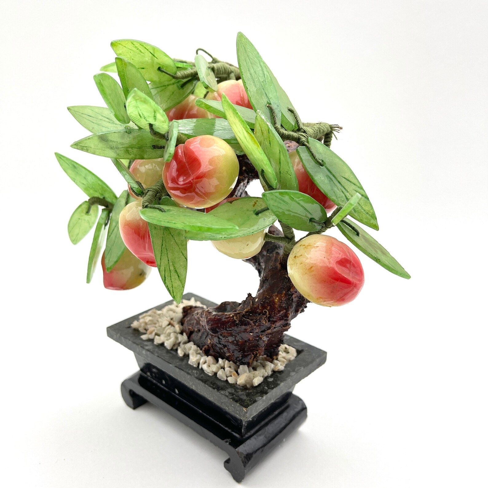 Asian Jade Glass and Agate Peach Bonsai Tree Etsy