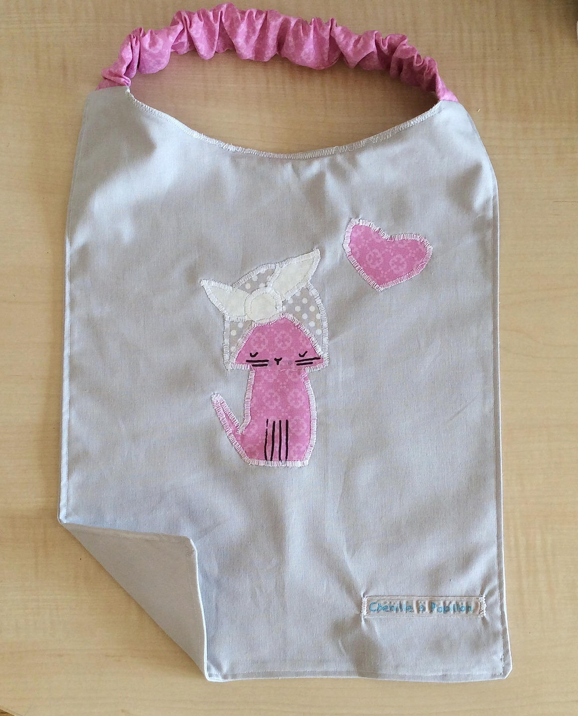 Serviette Élastiquée Enfant - Serviette de Table Grise Motif Chat