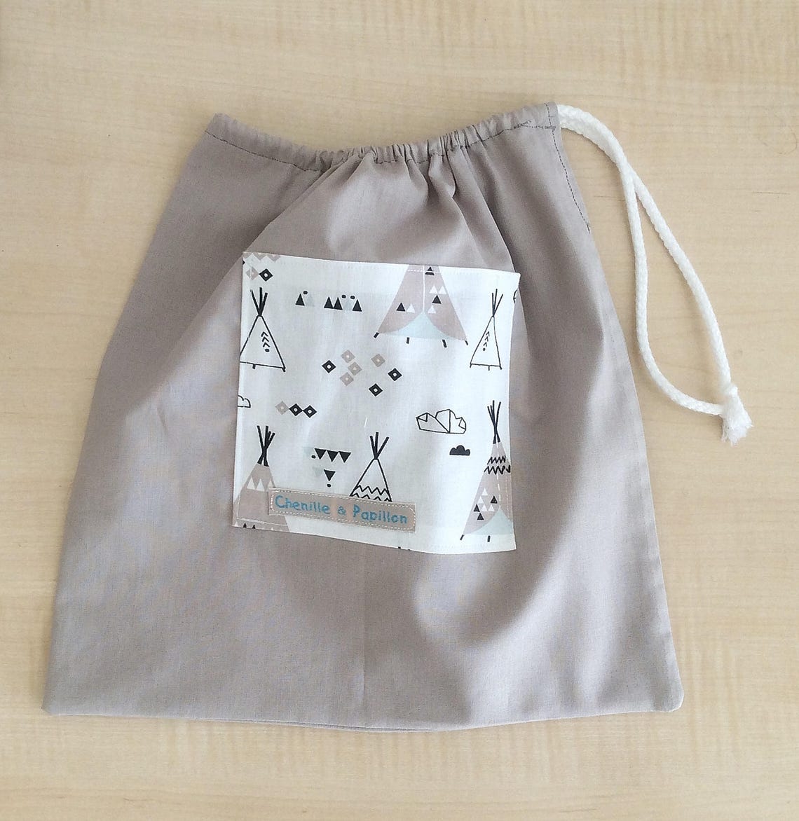 Soft bag Child slipper bag with cabin pattern Fabric pooch ...