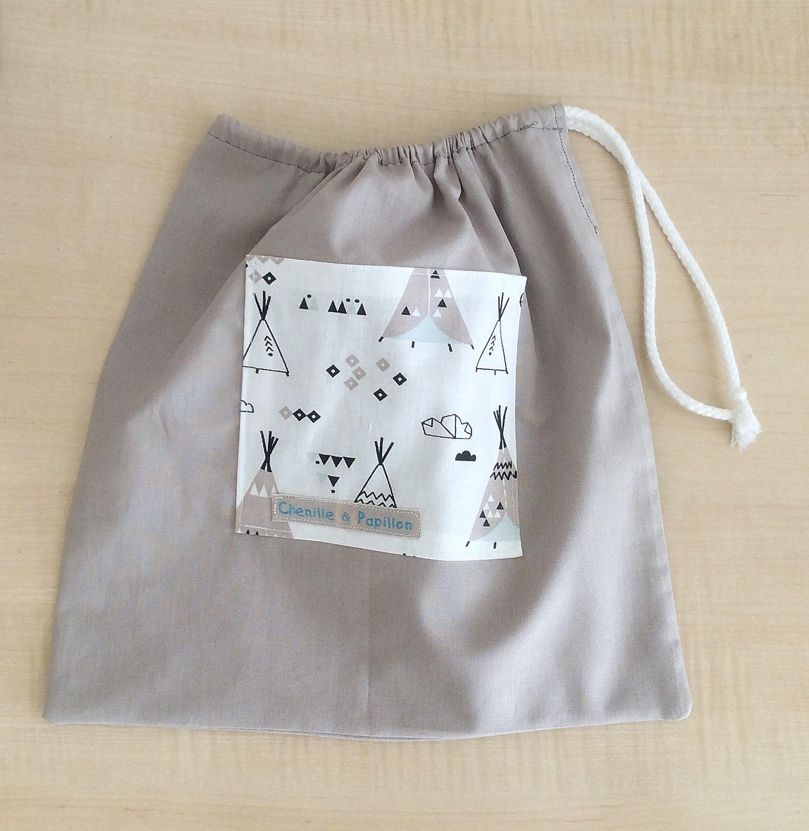Soft bag Child slipper bag with cabin pattern Fabric pooch ...