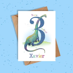 3rd Birthday Dinosaur Card / Dinosaur 3rd Birthday Card / Personalised / Girl / Boy / Birthday Card / Personalised Birthday Card