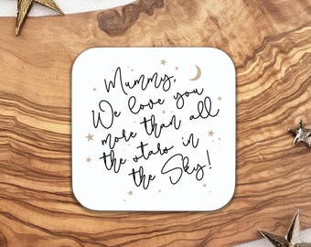 Sous-verre pour maman, sous-verre, cadeau amusant, cadeau pas cher, cadeau d'anniversaire, sous-verre, je t'aime maman, je t'aime plus que toutes les étoiles du ciel