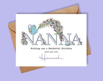 Carte d'anniversaire de Nanna, carte d'anniversaire personnalisée de Nanna, carte personnalisée, carte d'anniversaire, carte personnalisée de Nanna, carte de voeux, cartes