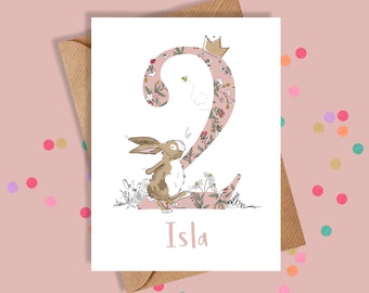 Carte de 2e anniversaire / Deuxième carte d'anniversaire / Personnalisée / Fille / Garçon / Carte d'anniversaire / Carte d'anniversaire personnalisée / Carte de voeux / Cartes