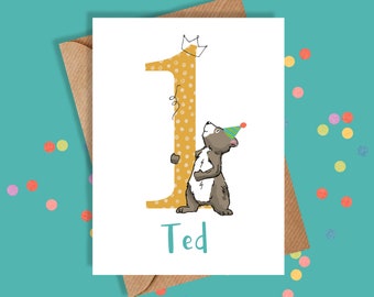 1st Birthday Card / First Birthday Card / Personalised / Girl / Boy / Birthday Card / Personalised Card / Greetings Card / Cards / Bear Card