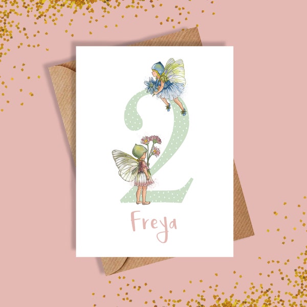 2nd Birthday Card / Second Birthday Card / Personalised / Girl / Birthday Card / Fairy Card / Personalised Girl Card / Greetings Card / Card