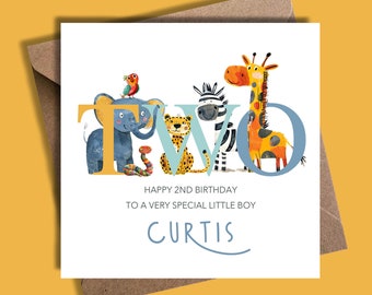 Carte de 2e anniversaire / Deuxième carte d'anniversaire / Personnalisée / Fille / Garçon / Carte d'anniversaire / Carte d'anniversaire personnalisée / Carte de voeux / Cartes