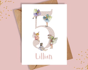 5th Birthday Card / Fifth Birthday Card / Personalised / Girl / Birthday Card / Fairy Card / Personalised Girl Card / Greetings Card / Card
