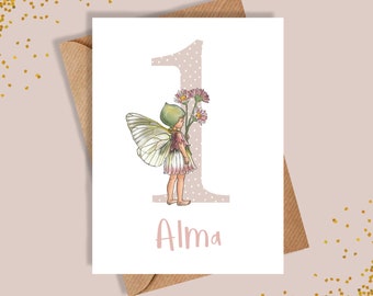 1st Birthday Card / First Birthday Card / Personalised / Girl / Birthday Card / Fairy Card / Personalised Girl Card / Greetings Card / Cards