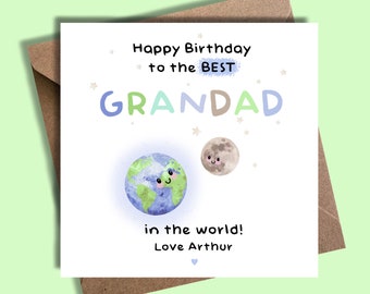 Grandad birthday card personalised, Best Grandad in the world card, Personalised card for Grandad, first birthday as grandad