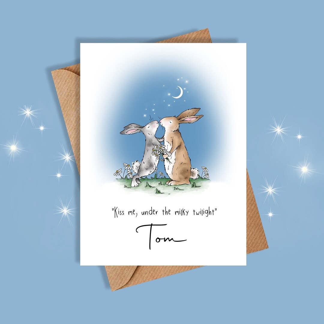 Personalised Anniversary Card: Kissing Rabbits, British Made - Etsy