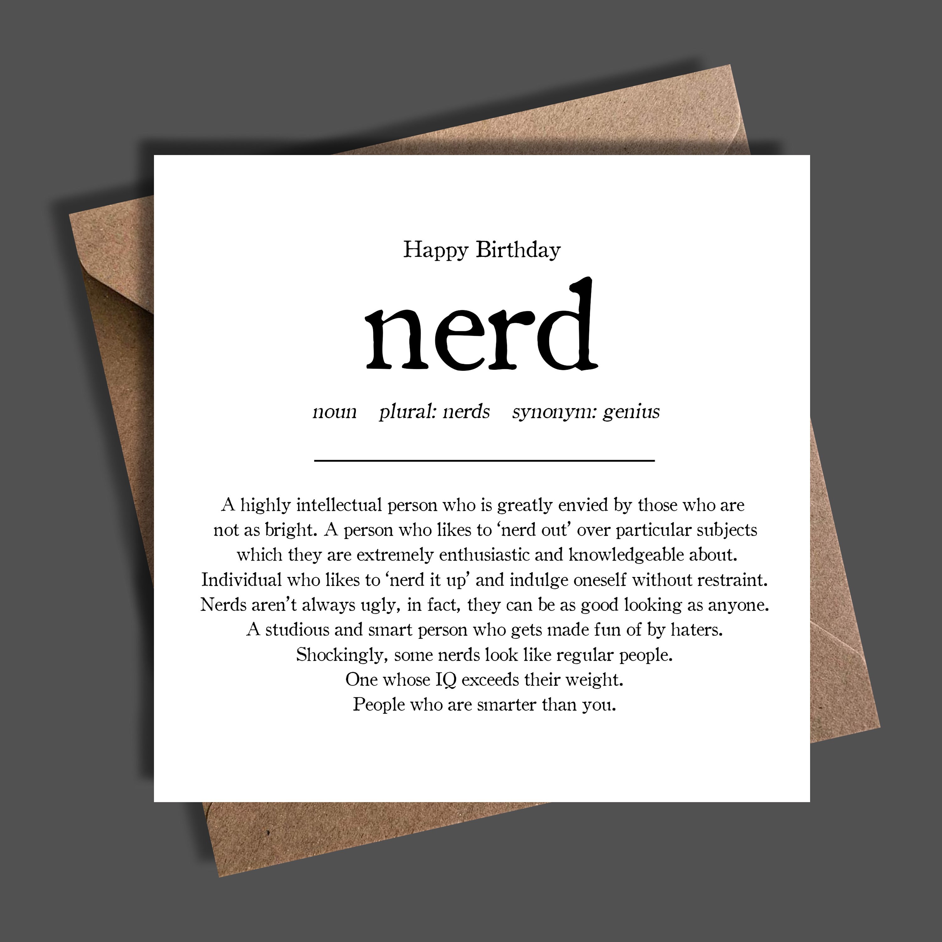 Nerd Birthday Card, Nerd Card, Nerd Funny Card