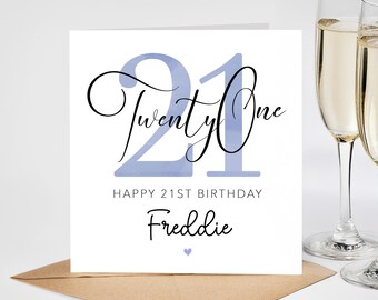 Personalised 21st Birthday Card for Son, Grandson: Milestone Gift