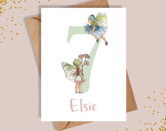 Carte de 7e anniversaire / Carte de septième anniversaire / Personnalisée / Fille / Carte d'anniversaire / Carte de fée / Carte de fille personnalisée / Carte de voeux / Carte