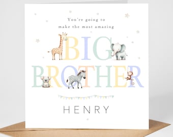 Big Brother card Personalised with name, New Baby brother, sister
