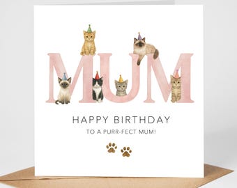 Personalised Mum Cat Birthday Card: Cats and Kittens