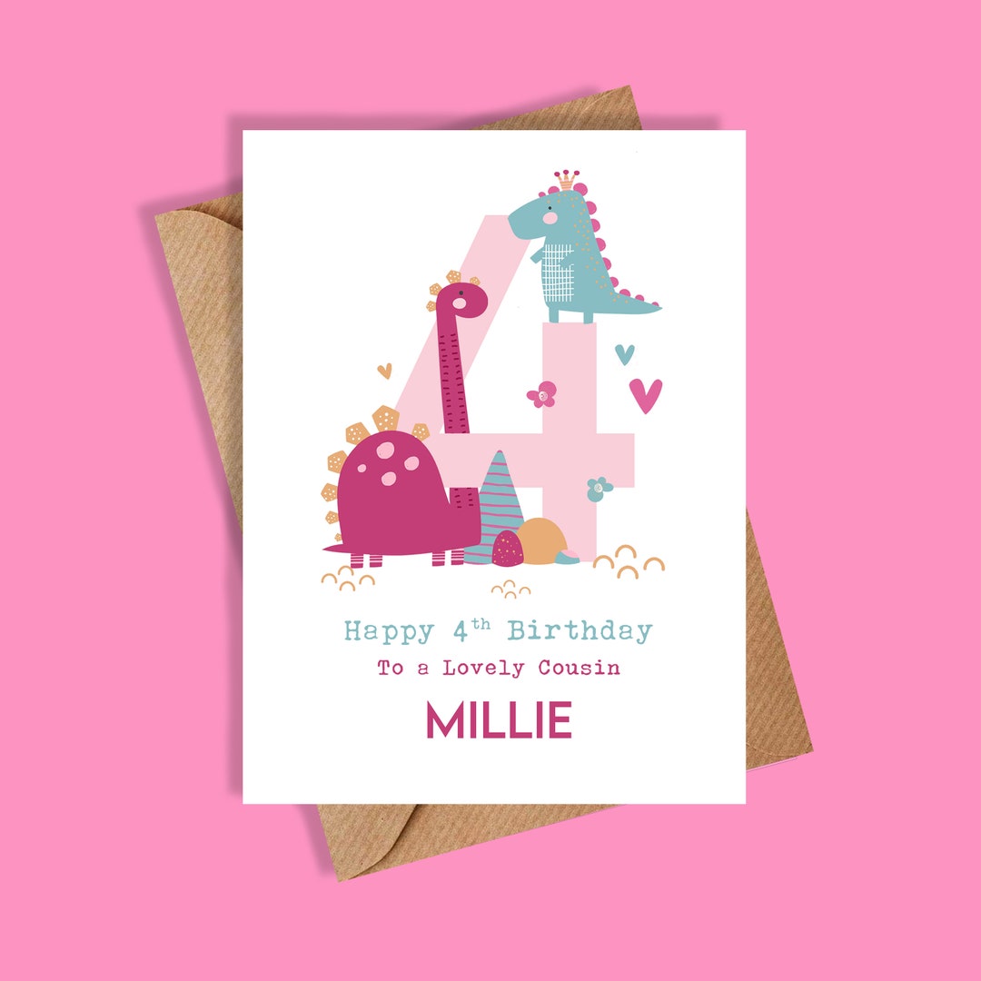 4th Birthday Card / Fourth Birthday Card / Personalised / Girl - Etsy