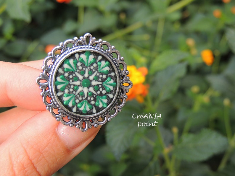 Colorful mandala painting ring in dot painting