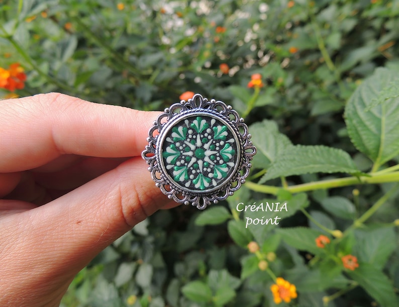Colorful mandala painting ring in dot painting