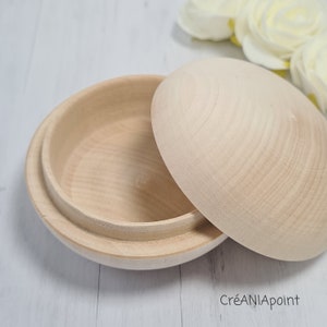 70 mm unfinished unpainted wood circle blank box with cover eco friendly box DIY mandala image 2